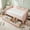 Pink-With Drawers, variant on Twin Size Upholstery Daybed with Trundle and USB, Twin to King Design Adorable Wave Shaped Extendable Linen Sofa Bed Cozy Gingham Daybed, for Living Room and Bedroom