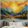 thumbnail image 2 of PRATYUS Mountain Sun Wall Hanging tapestry, Forest Trees River Vintage Aesthetic Art Tapestries Sunrise Sunset Nature Landscape Home Decor for Bedroom Living Room Dorm Painting, 2 of 6