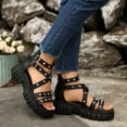 thumbnail image 2 of DAFEI Women's Sandals with Thick Soles Rhinestone Studs Solid Color Straps Platform Versatile Hollow Out Design, 2 of 8