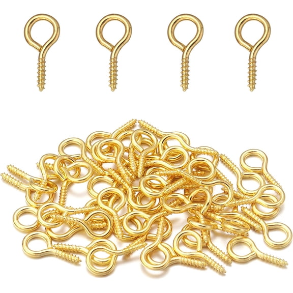 0.55inch/7X14mm Screw Eye Pins for Jewelry Making Eyepins Hook Eyelets Screw Threaded Gold Tone Clasps Hooks for DIY Jewelry Making 200 pcs/lot Gold Gold Tone 7X14mm Gold Ton