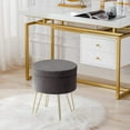 thumbnail image 5 of Duhome Round Storage Ottoman with Tray Velvet Vanity Makeup Stool Side Table End Table Footstool with Gold Metal Legs for Living Room, Gray, 5 of 11