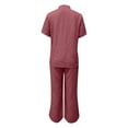thumbnail image 5 of Womens Lounge Sweat Set Sweatsuits 2 Piece Sets Oversized Half Zip Tops and Wide Leg Pants Loose Fit Flowy Breathable Elegant Trendy Office Work Beach Vacation Outfit, Wine S, 5 of 7