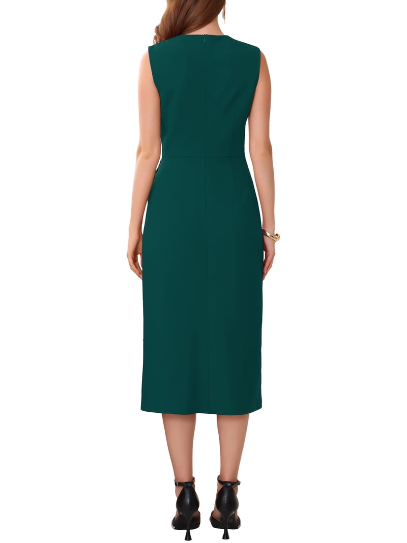 business cocktail dresses Ruffle Stretch Crepe Formal Midi Dress and formal gatherings Easy to style with heels or simple accessories Available Colors Women's Work Pencil Dress Long