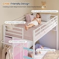 thumbnail image 6 of L-Shaped Bunk Beds Twin Over Twin with 8 Storage Drawers, Charging Station and LED Lights, Metal Bunk Beds with Storage Headboard and Shelf for Teen, Safety Guardrail & Ladder, White&Pink, 6 of 9