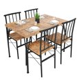 thumbnail image 6 of Dining Table Set for 4, Small Spaces Kitchen Table and Chairs - Wood Top & Metal Legs, Compact Dining Set for Apartments, Sturdy Space-Saving Design, Brown, 6 of 7