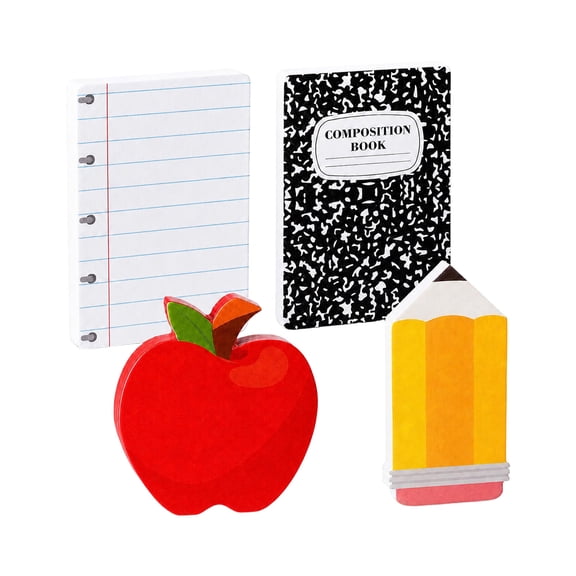 YAWUBT Back To Schools Wooden Shaped Decor Set Notebook Pencil Apples Block Tabletop Ornaments Teacher Appreciation Tiered Tray Table Decorations