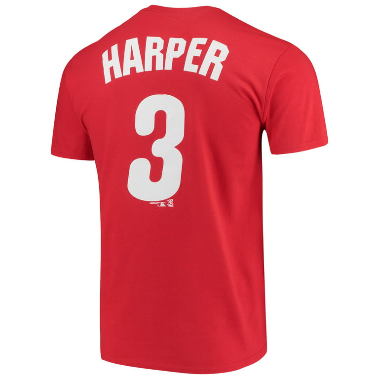 Men's Majestic Bryce Harper Red Philadelphia Phillies Name