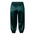thumbnail image 4 of felwors Women's Satin Capri Joggers High Rise Cropped Lounge Pants with Elastic Cuffs Pockets（Dark Green， XXL）, 4 of 5