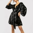thumbnail image 2 of Busydd Womens Dresses Long Sleeve Saprkly Sequin Dress Homecoming V Neck Bodycon Mini Dress Party Prom Cocktail Glitter Dress, 2 of 6