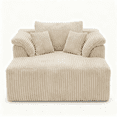 thumbnail image 4 of Leumius Oversized Chaise Lounge Chair Indoor,Corduroy Upholstered Boneless Sofa Bed,Modern Deep Seat Cloud Sofa Couch with Back Cushion and Pillows for Living Room, No Assembly Required,Beige, 4 of 10