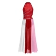 thumbnail image 5 of Aislor Women Lyrical Dance Rhinestone Sleeveless Contemporary Dancewear Mesh Split Long Dress Burgundy S, 5 of 6