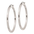 thumbnail image 2 of Auriga 925 Sterling Silver Rhodium-plated Diamond-cut 2x35mm Square Tube Hoop Earrings for Women, 2 of 6