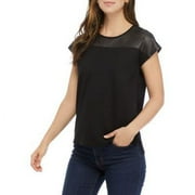 Anne Klein ANNE BLACK Dolman Pleather Top, US Large