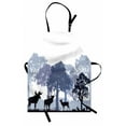 thumbnail image 1 of Moose Apron Forest Design Abstract Woods North American Wild Animals Deer Hare Elk Trees, Unisex Kitchen Bib Apron with Adjustable Neck for Cooking Baking Gardening, Black White Grey, by Ambesonne, 1 of 3