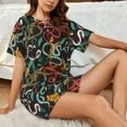 thumbnail image 4 of Disketp Ensemble de Pyjama à Manches Courtes pour Femmes, Serpent et Fleur pour 2 Pcs, Col Rond, Pjs-4TG, 4 of 6