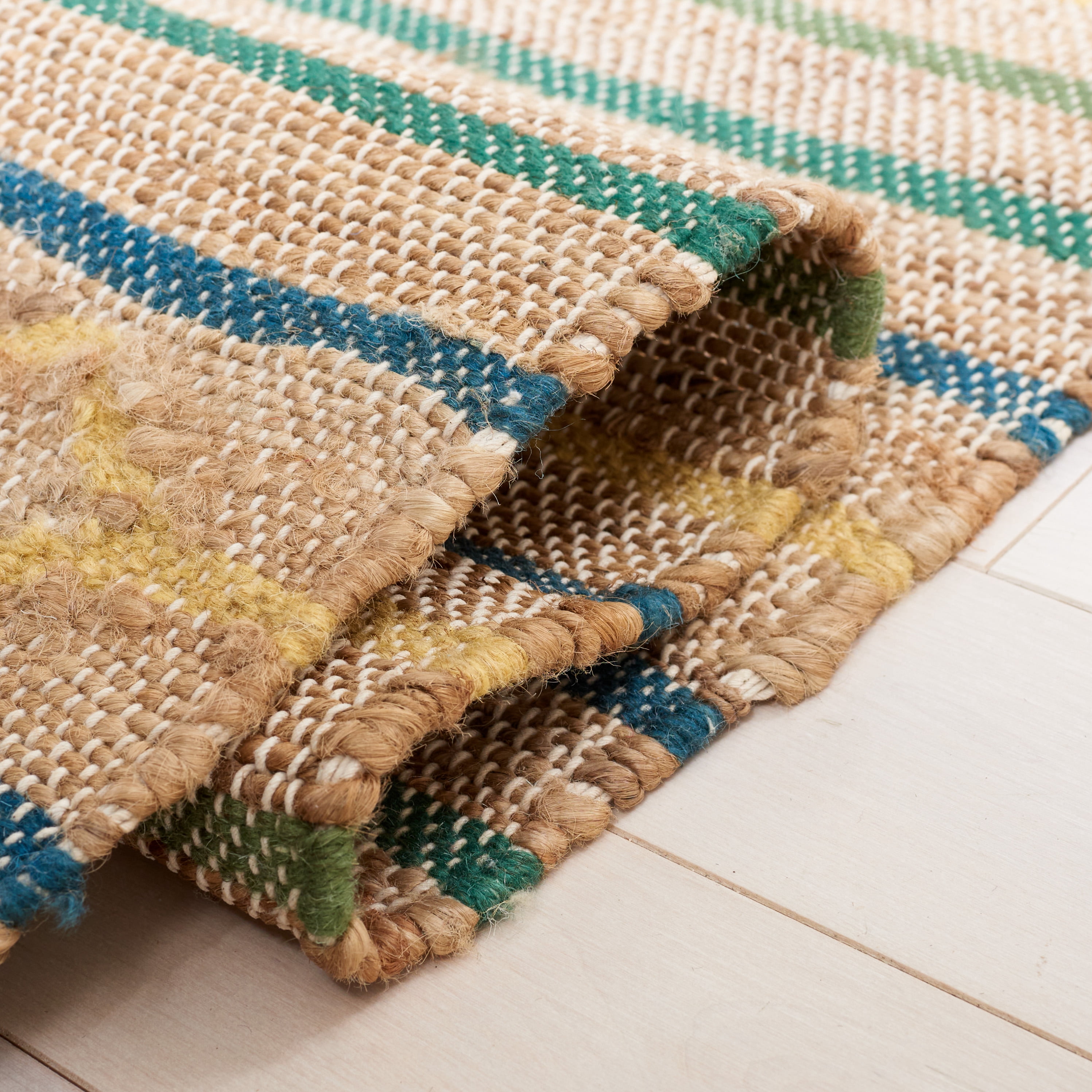 SAFAVIEH Kilim Candis Striped Area Rug, Natural/Green, 5' x 8'