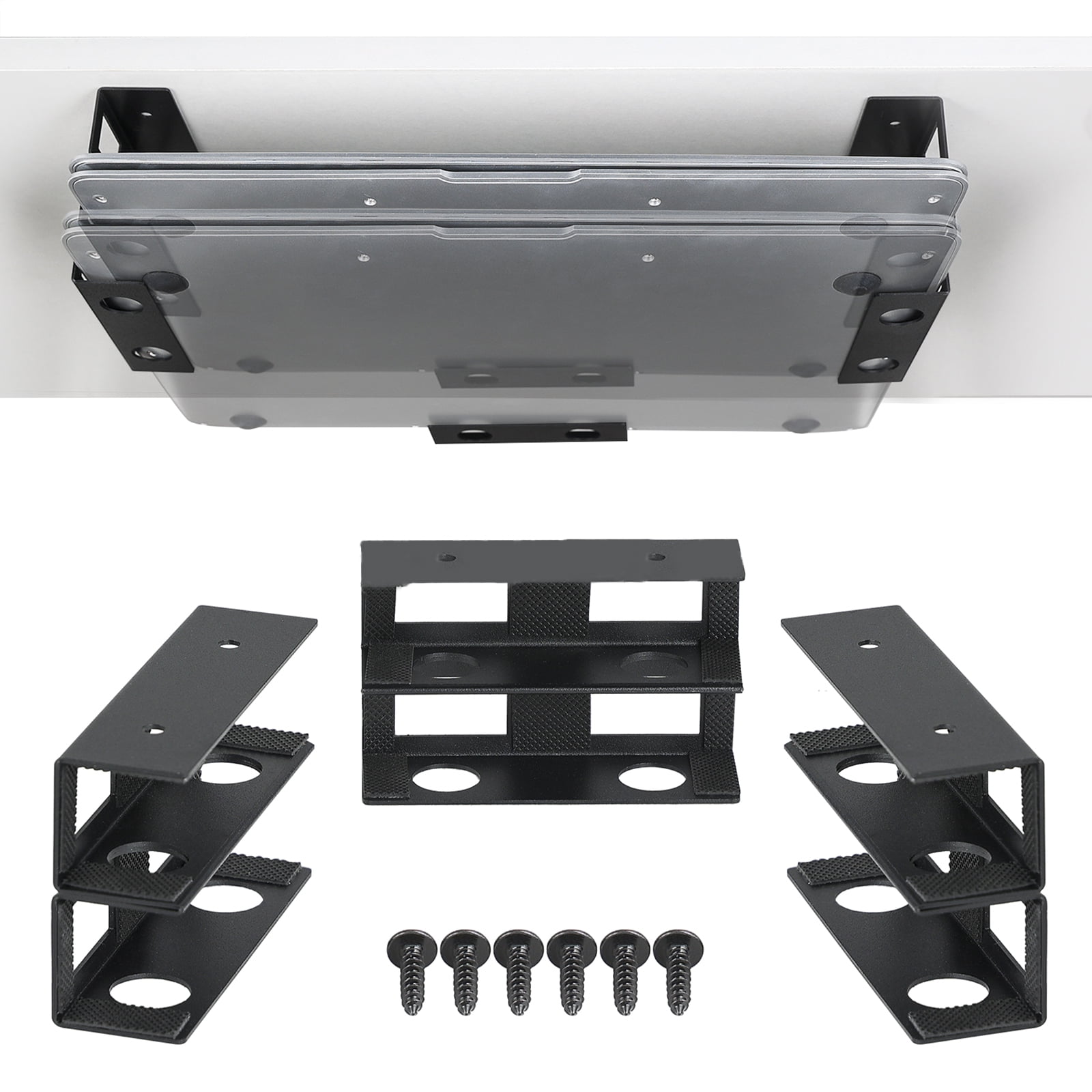 Pack of 3 Sturdy Carbon Steel Under Desk Laptop Holder Multipurpose Storage Rack for Home Office and Study Area