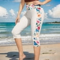 thumbnail image 2 of UVEASISHA Womens High Waist Capri Pants Soft Stretchy Slim Fit Bohemian Swimming Leggings Breathable Lightweight Casual Bottoms for Vacation Beach Multicolor XL, 2 of 6