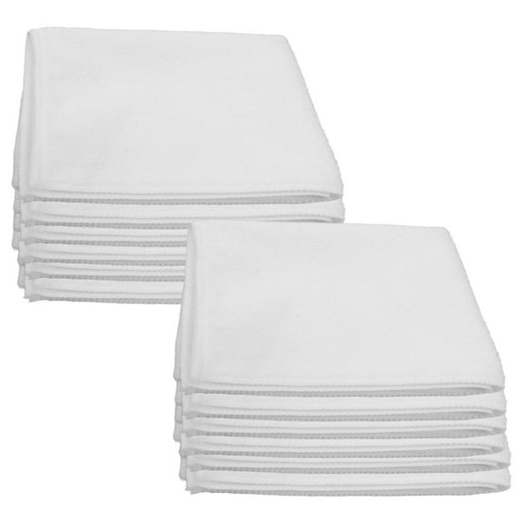 OUNONA 12-Pack White Microfiber Cleaning Cloths Washable Reusable for Home Kitchen and Car