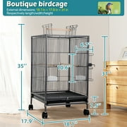 35 inch Birdcage with Stand Parrot Cage for Large Birds Parakeet Cage Wrought Iron Jaulas Para Pajaros with Play Open Top, Bottom Tray, 2 Feeders for Parakeets, Canary, Cockatiel