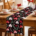 thumbnail image 5 of Valentines Table Runner 48 Inches, Pink Red Love Heart Green Botanical Black Bed Runner Dresser Scarves Tabletop for Indoor Outdoor Parties/Ceremony/Banquet, 13" x 48", 5 of 8