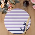 thumbnail image 3 of Anchor Purple Round 13 Inch Placemats Set of 2, Modern Navy Blue White Striped Nautical HeatResistant Non Slip Place Mats for Dining Table, Wipeable Braided Kitchen Table Mats for Housewarming, 3 of 9