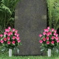 thumbnail image 4 of 19" Artificial Cemetery Flowers for Graves - Memorial Rose Bouquet with Non-Fade Colors - Silk Flower Arrangement for Headstone Decor, Outdoor Grave & Memorial Sites, 4 of 5