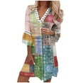 thumbnail image 2 of Robes d'Été pour Femmes Mode Femmes Été Décontractée Robe Imprimée Col en V Manches Courtes Robe Ample, 2 of 5