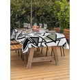 thumbnail image 2 of Outdoor Tablecloth with Umbrella Hole and Zipper, Sage Green Black Geometric Rectangle Table Cloth 60x102 Inch Waterproof Tablecloth, Abstract Art Modern Line Picnic Table Cover for Patio Camping, 2 of 7