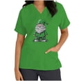 thumbnail image 5 of lcziwo Women's St. Patrick's Day Scrub Tops Trendy Shamrocks Printed V Neck Short Sleeve Tshirts Casual Nursing Uniform Scrubs Shirts with Pockets Green M Limited Time Sales of The Day, 5 of 7