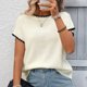 thumbnail image 5 of Tejiojio Women's Ribbed Knit Top Ruffled Trim Round Neck Short Sleeve Casual Summer Blouse, 5 of 9