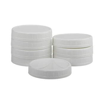Mainstays Pack of 8 BPA-Free Plastic Wide Mouth Canning Mason Jar Lids, White