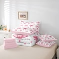thumbnail image 6 of jejeloiu Kawaii Bowknot Ribbon 7-Piece Twin Bedding Sets,Pink Cute Bow Bedding Comforter Set For Girls Teens Reversible, 6 of 8