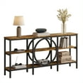 thumbnail image 5 of Tarnorci Extra Long Console Table, 66.92inch Narrow Sofa Tables with 3 Tier Wood Storage Shelves Industrial Metal Frame for Entryway Hallway Living Room Behind Couch Brindle, 5 of 10