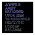 thumbnail image 1 of DistinctInk Custom Bumper Sticker - 3" x 3" Decorative Decal - Black Background - A Wife is a Gift Bestowed Upon Man, 1 of 2