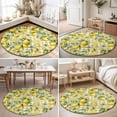 thumbnail image 4 of Round Area Rugs 4Ft, Yellow Lemons Non-Slip Washable Circle Rugs Carpet, Summer Botanical Checkered Pastoral Indoor Outdoor Rug Floor Mats Throw Runner for Bedroom Living Room Bathroom, 4 of 8