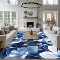 thumbnail image 3 of 5'x8' Area Rugs, Navy Blue Spring Floral Indoor Outdoor Area Rug for Living Room Bedroom, Summer Flowers Watercolor Washable Bathroom Rugs Kitchen Floor Carpet Mats Home Decor Aesthetic, 3 of 8