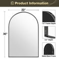 thumbnail image 3 of 22x30 Inch Arched Wall Mirror with Black Metal Frame for Bathroom, Bedroom, Living Room, 3 of 10