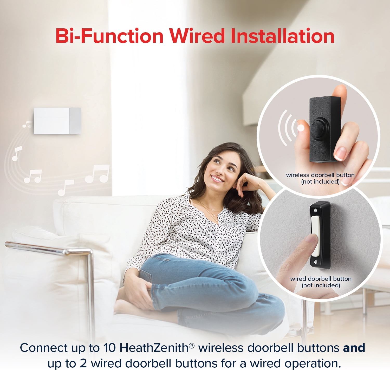 Heath Zenith Heath Zenith White Plastic Wired or Wireless Digital Doorbell Chime