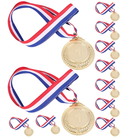 UPOUART 12Pcs Golden Metal Sports Medals for Student Awards Decorative Competition Medals for Desktop Decor