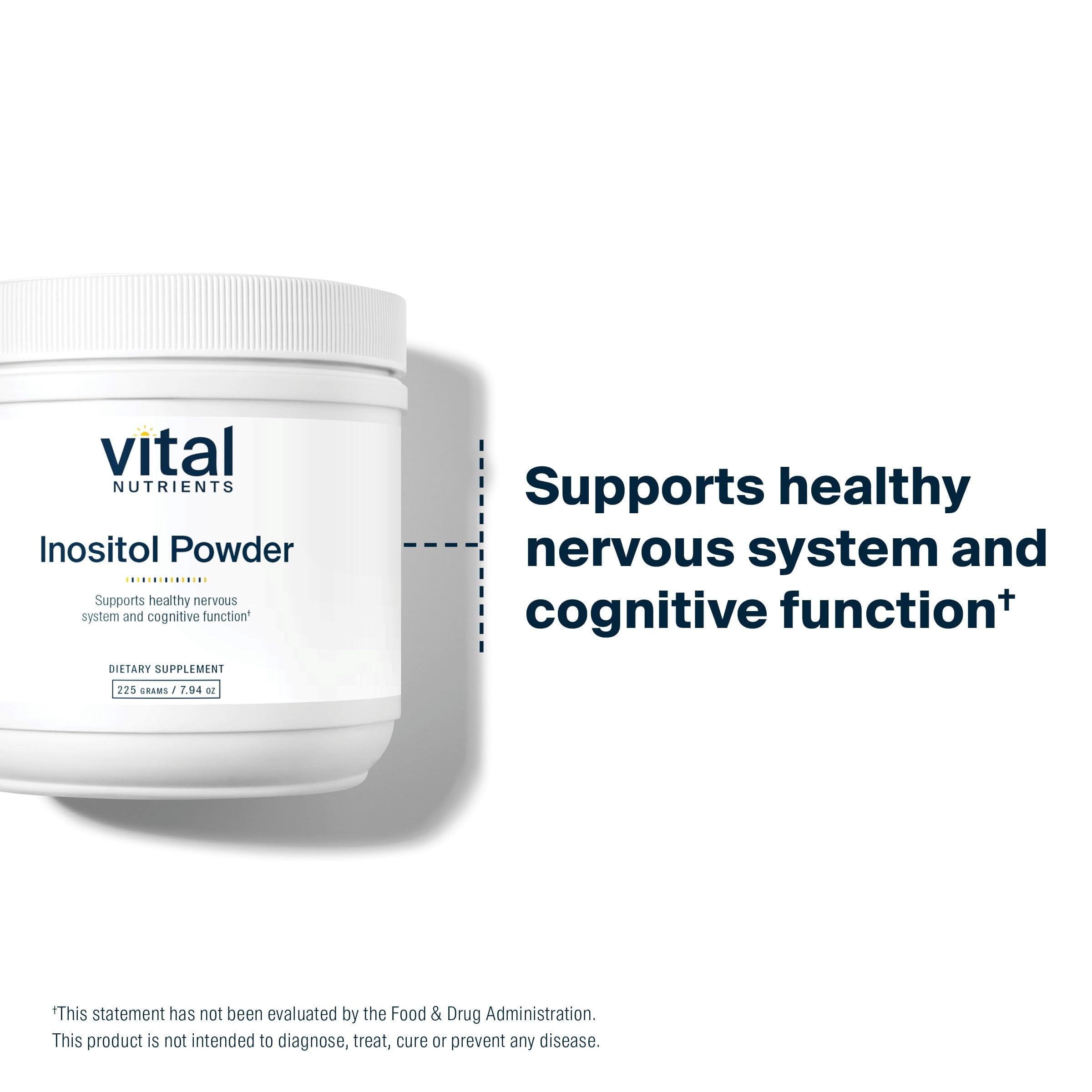 Vital Nutrients Inositol Powder | Myo Inositol Supplement for Women and Men | Supports Energy, Nervous System, Metabolism & Ovarian Function | Vegan, Gluten, Dairy, Soy Free | 56 Servings