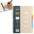 thumbnail image 1 of LQXZWJY 4 Subject Notebook for Work , Spiral Notebooks College Ruled with Dividers Tabs A5 Small Note Book for Office Supplies Note Taking, 10x7, Khaki, 1 of 9