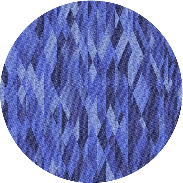 Ahgly Company Tapis d'Intérieur Lavables en Machine, Ronds, Transitionnels, Bleu Ardoise, Ronds de 8 Pi