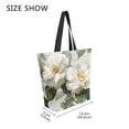 thumbnail image 4 of Open Top Canvas Tote Bag with Zipper Reusable Shopping Bag 13.5x15" Roomy Carryall Vintage White Camellias, 4 of 9
