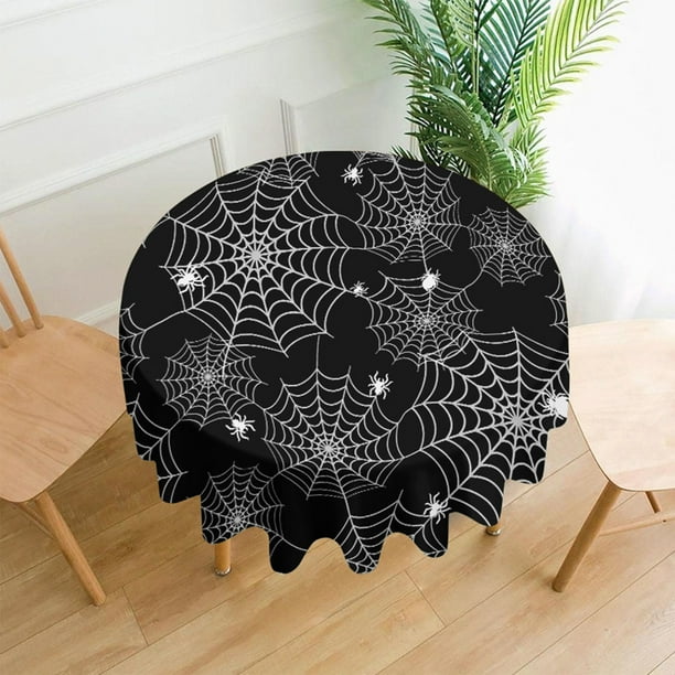 Decoraciones de Halloween, adornos de Halloween, regalos de Halloween. Mantel redondo de Halloween de 152 cm/60 pulgadas, impermeable, antimanchas, regalo festivo, mantel de nailon y licra.