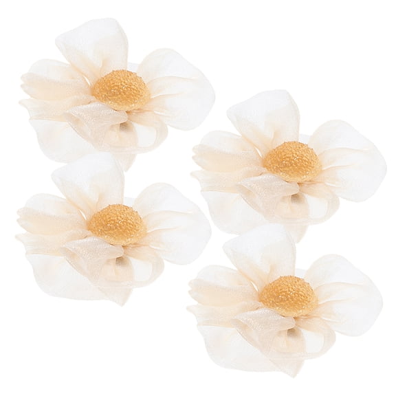 FUTUREORYY Set of 4 Lightweight Beige Fabric Rose Shoe Clips for Wedding High Heels, Removable Decorative Accessories