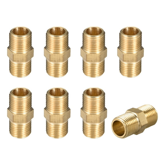 Brass Pipe Fitting Hex Nipple, 1/8" x 1/8" G Male Pipe Brass Fitting  8pcs