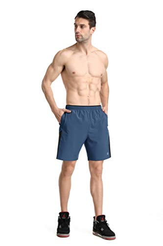 GymBrave Mens 7 Inch Gym Workout Running Shorts with Zipper Pockets Quick Dry Lightweight Athletic Spandex Shorts