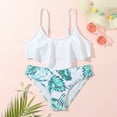 thumbnail image 2 of TAIAOJING Ruffles Swimwear Outfits Hollow Bikini Summer Kids Swimsuit Girls Set Leaves Print Graphic Bikini Swimsuit For 8-9 Years, 2 of 9