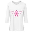 thumbnail image 4 of IROINNID Breast Cancer Pullover for Women Breast Cancer Awareness Casual Printed Loose T-shirt 3/4 Sleeves Blouse Round Neck Tops,White, 4 of 5